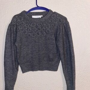 Astr Gray Crew Neck Sweater with Cable Knit Design